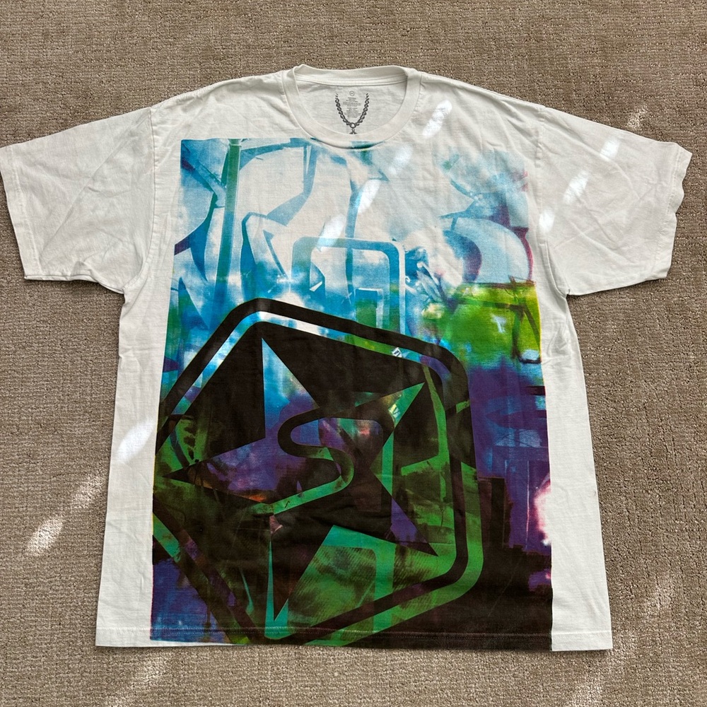 SESSIONS White Tee with Multicolor Graphic